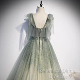 Green Tulle Long Semi Formal Prom Dress Evening Dress Evening Dress